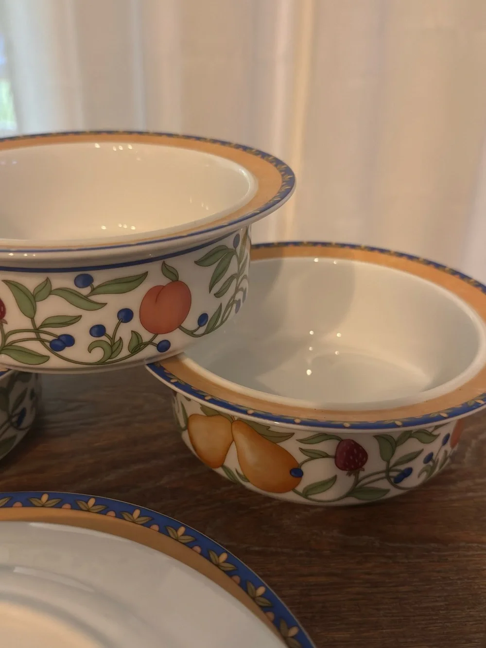 Dansk Fiance Fruits Dinnerware Set of 7 Bowls & Plates Thailand Vintage